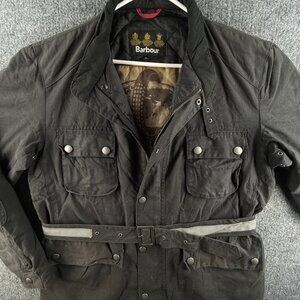 Barbour Strathdee 1958 World Tour Insulated Waxed Jacket Men Full Zip XL Black